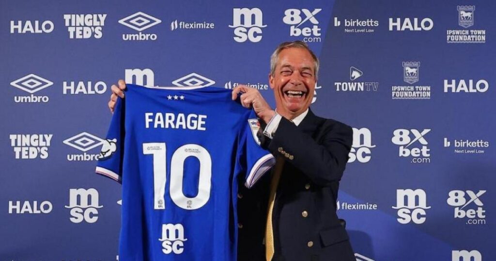 Norwich fans taunt Ipswich Town after Nigel Farage visit