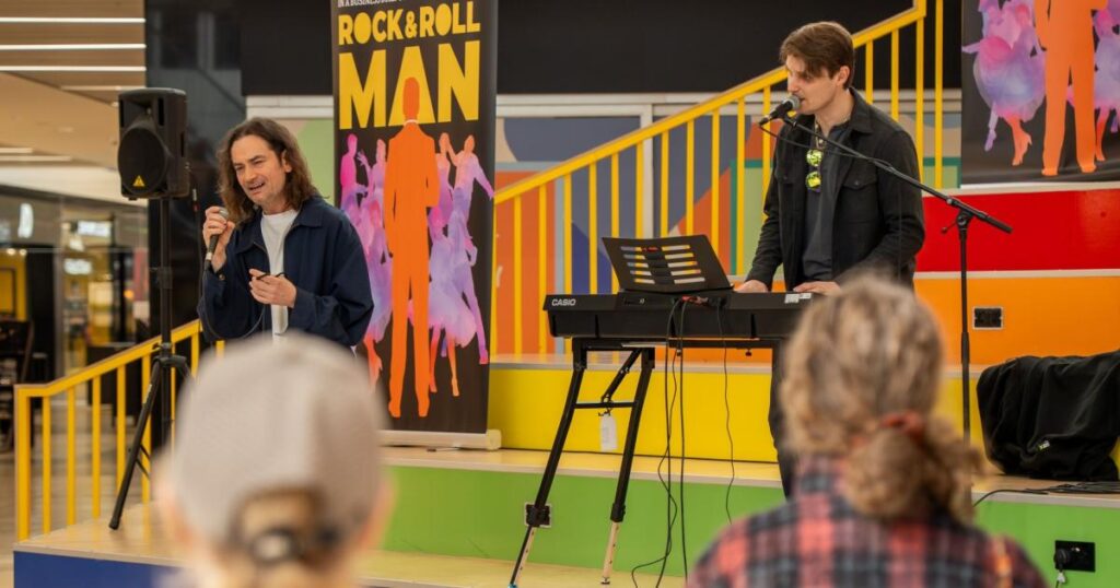 Rock & Roll Man performed a pop-up concert at Dolphin Poole