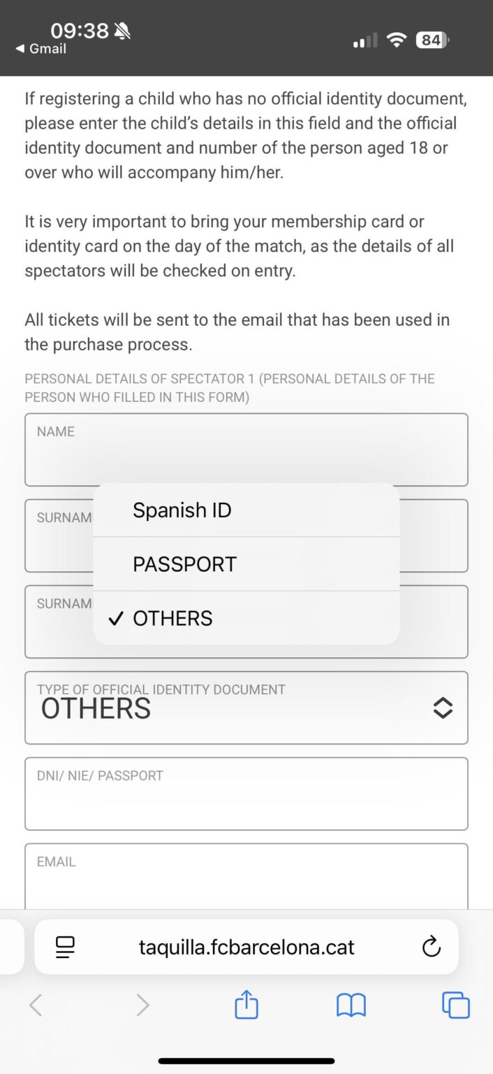 Question about Matchday tickets regarding ID