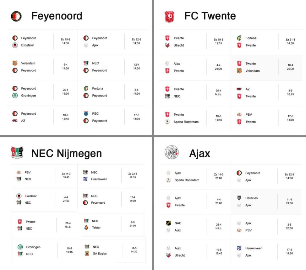 Resterend programma nummers 2 t/m 5