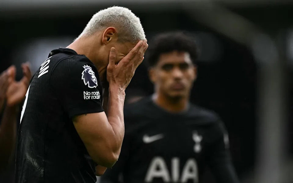Sunday’s 2-1 defeat at Fulham leaves Spurs just four points above the relegation zone (AFP via Getty Images)