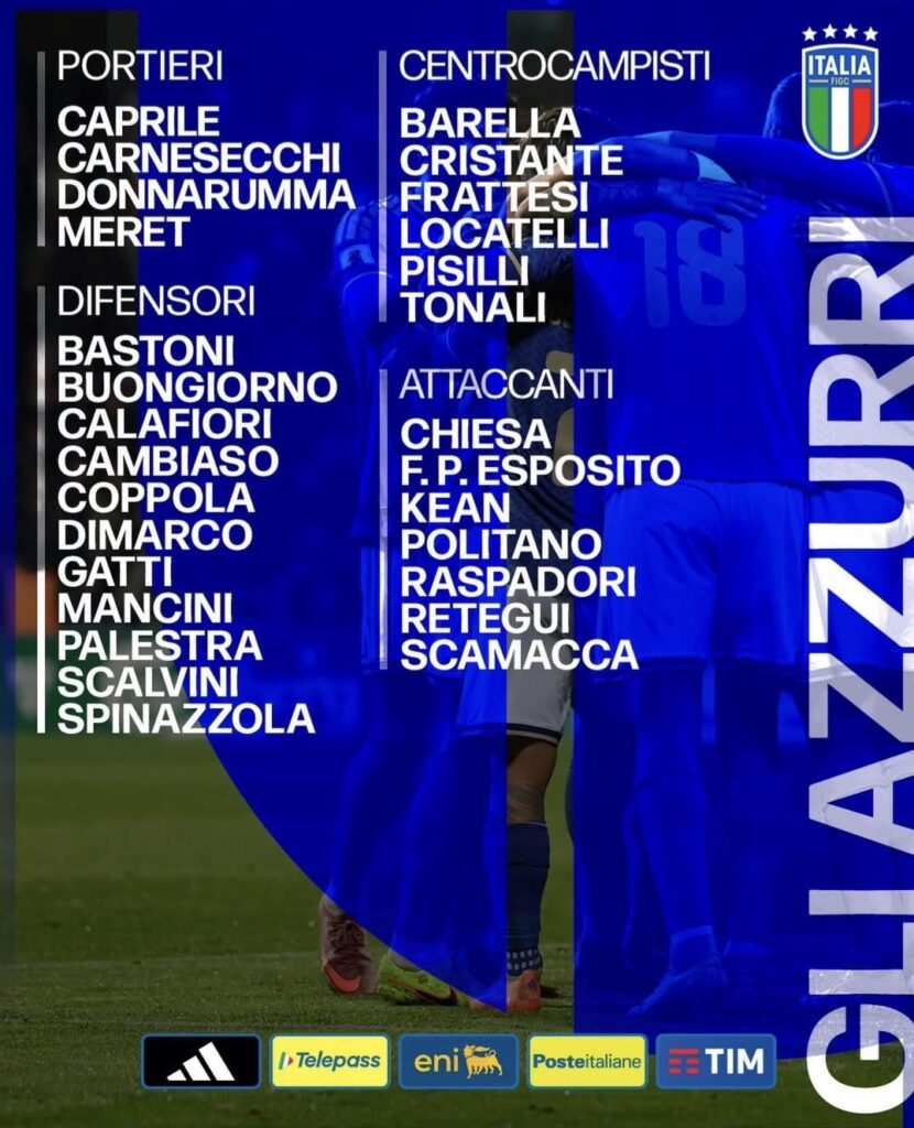 Tonali has been called up to the Italy squad for the upcoming playoff games