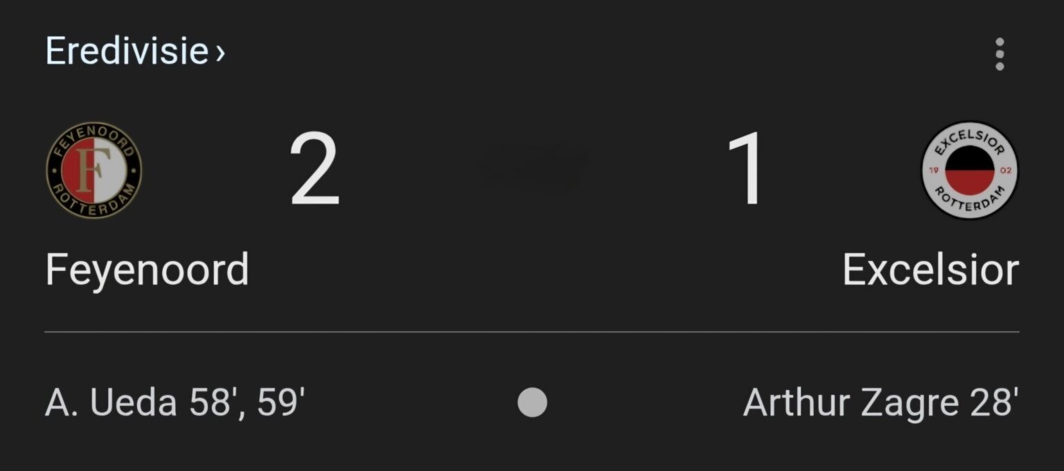 Feyenoord pakt thuis 3 punten tegen Excelsior