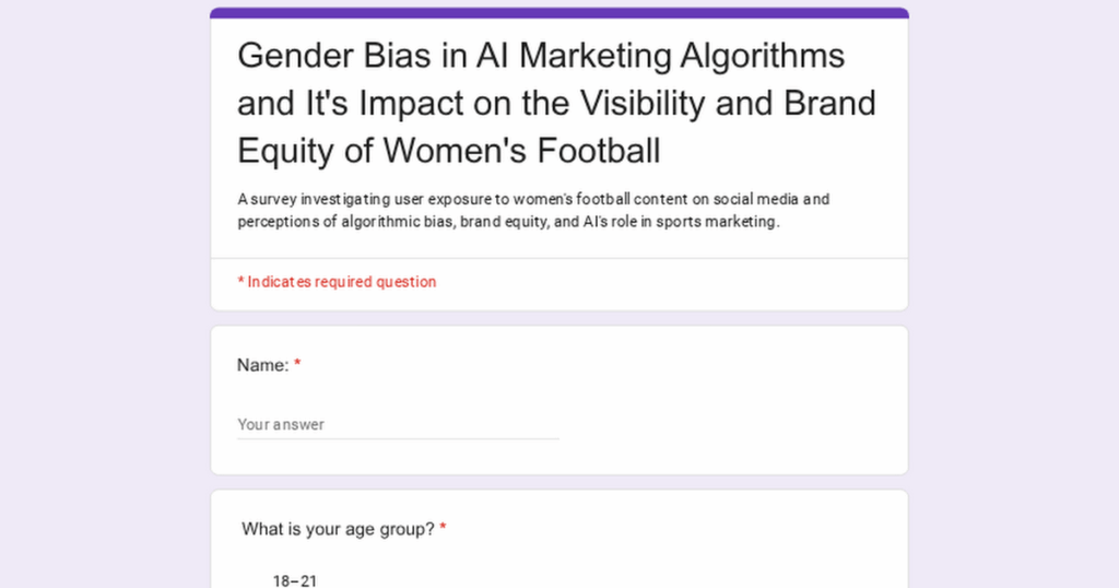 MBA Student Research — Do AI algorithms unfairly limit women's football visibility? [Survey]