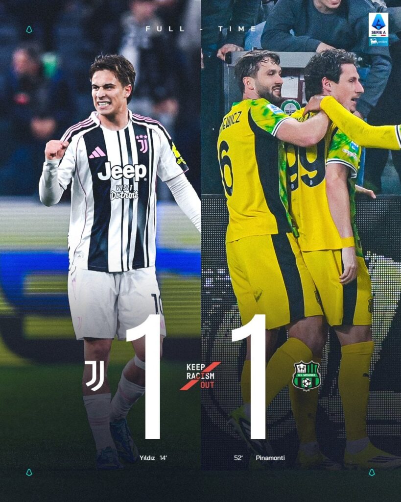 Full Time: Juventus 1-1 Sassuolo (MVP: Muric)
