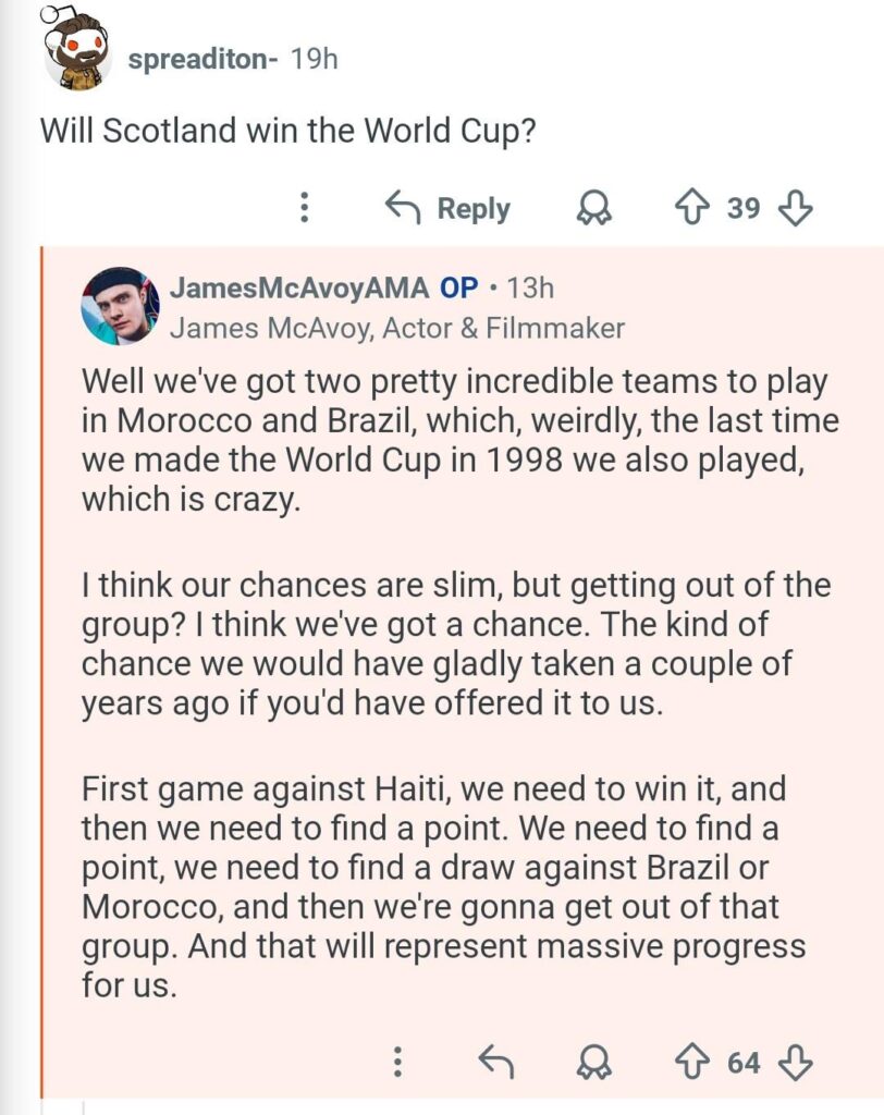 James McAvoy on Scottish football