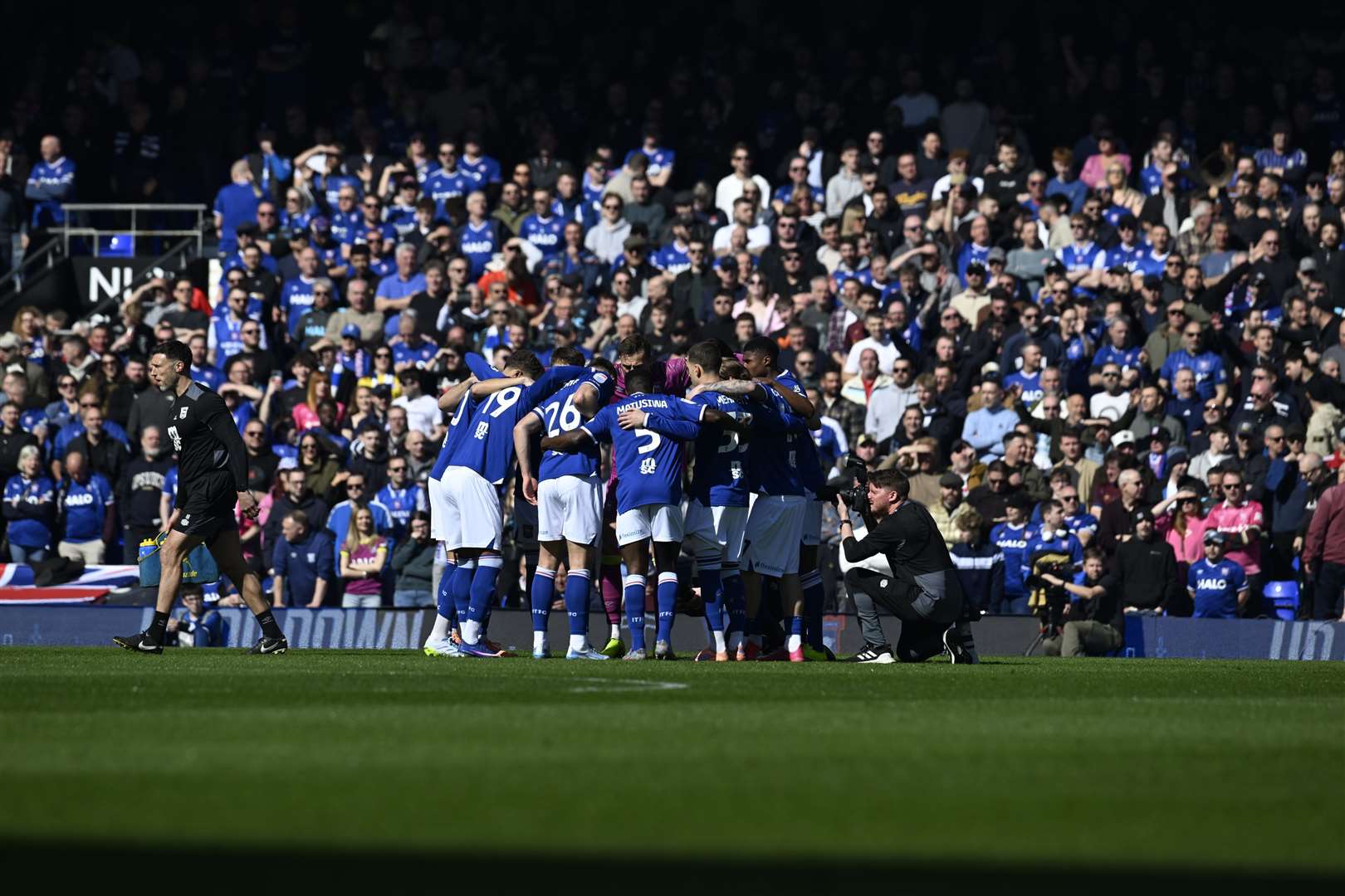 Ipswich players in a pre-match huddle before the 1-1 draw with Millwall. Picture: Barry Goodwin