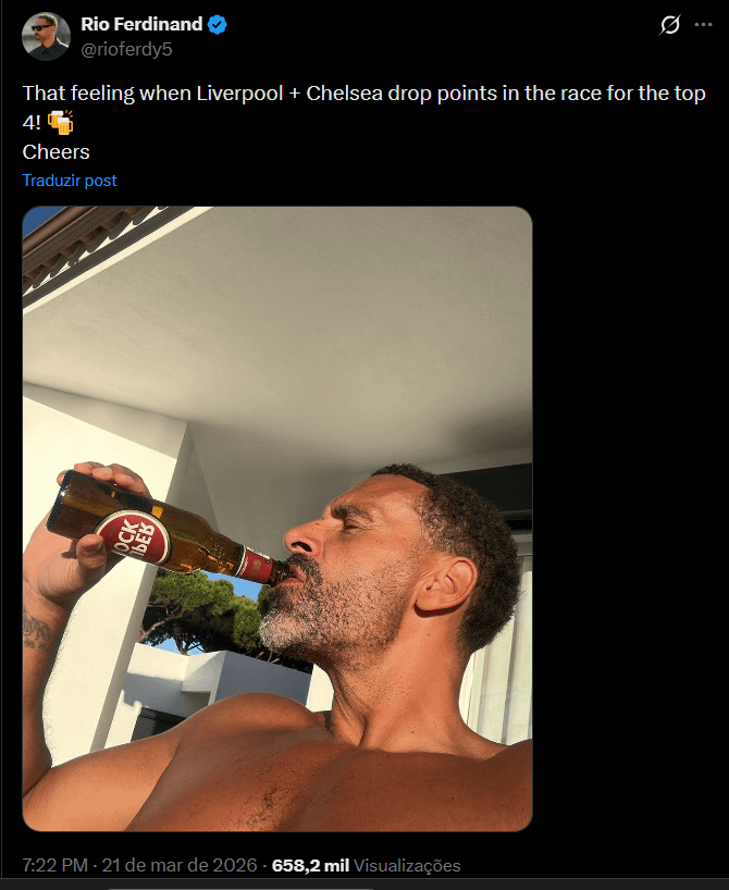Rio Ferdinand sabe o que é cerveja boa
