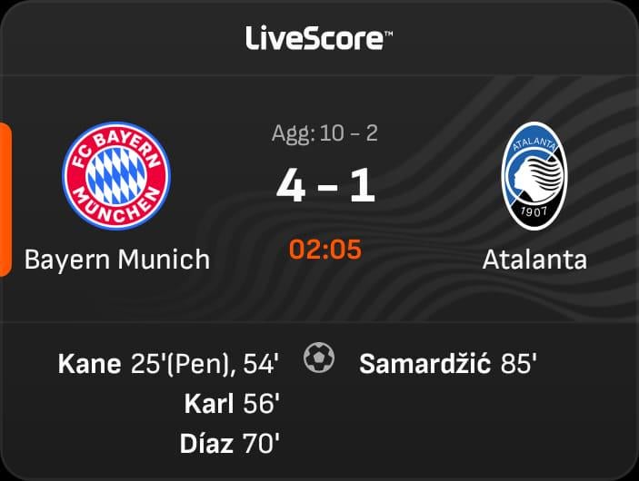 The lone Serie A team left in UCL, Bow out after Relentless 10-2 whooping by Bayern🤕