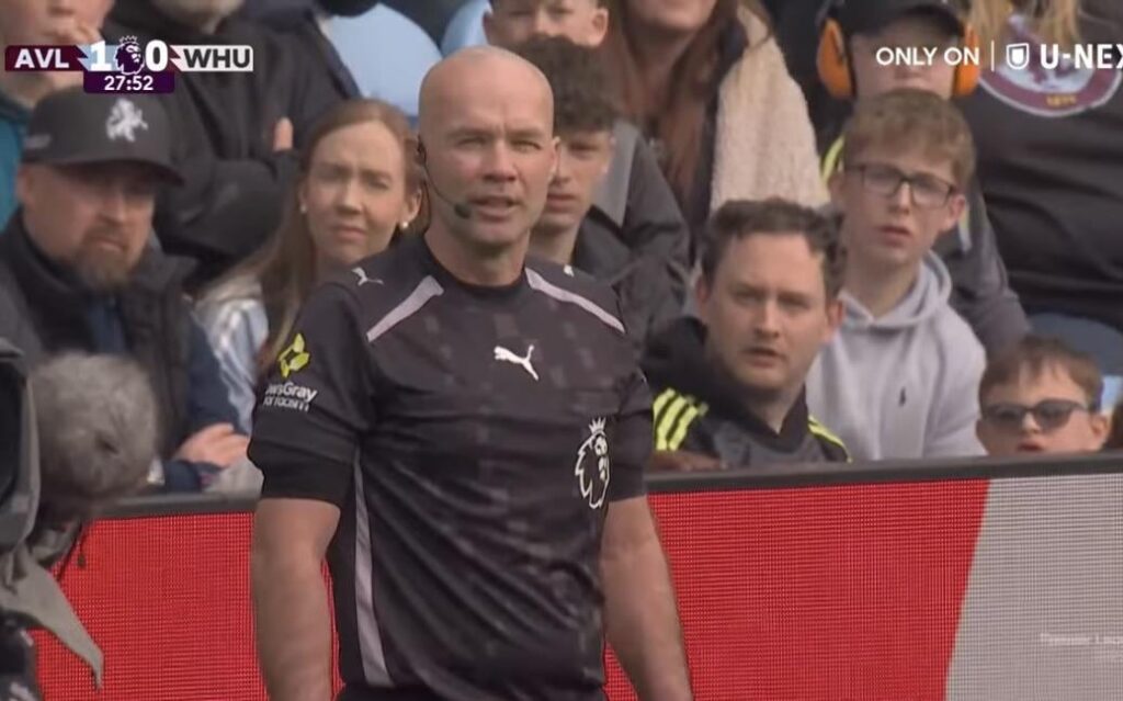 “After review, West Ham 15 clearly played the ball”