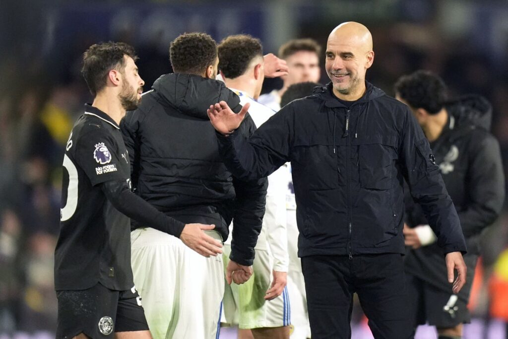 Pep Guardiola hails ‘huge victory’ at Leeds as Man City reel in leaders Arsenal