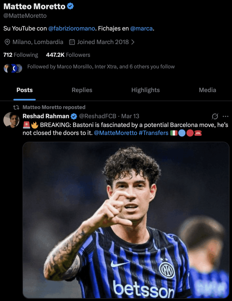 The most trustable journalist for Inter news, Matteo Moretto has again reposted the news of Bastoni possibly moving to Barca. Bastoni earlier even liked several Barca fans comments who were asking him to come to Barca. Do y'all think this to get better contract or Bastoni really wants to move?