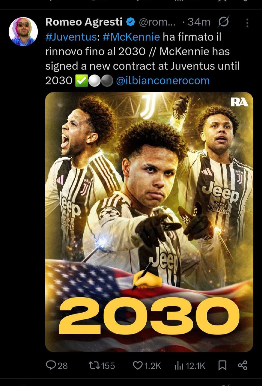 McKennie has signed a new contract at Juventus until 2030