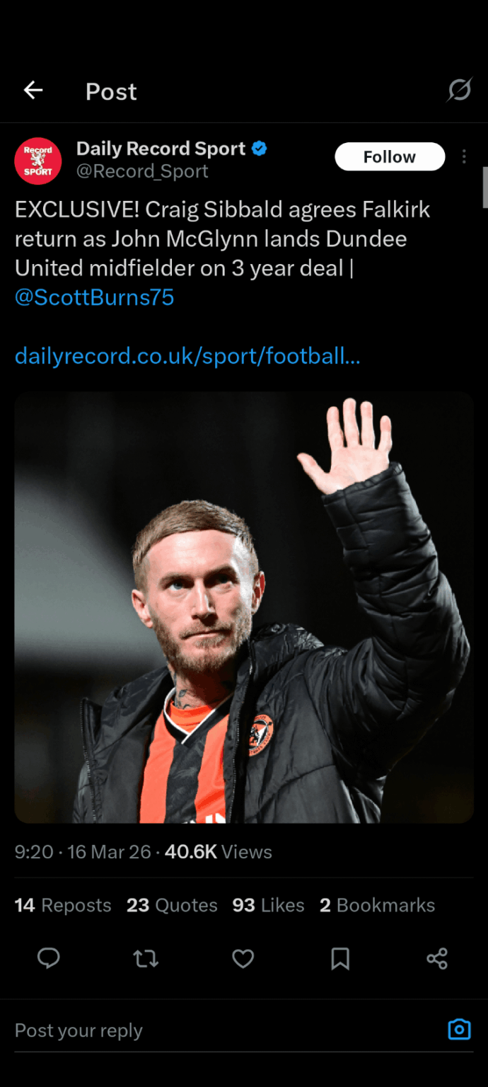 [Daily Record] Falkirk Sign Craig Sibbald on a Pre-Contract Agreement