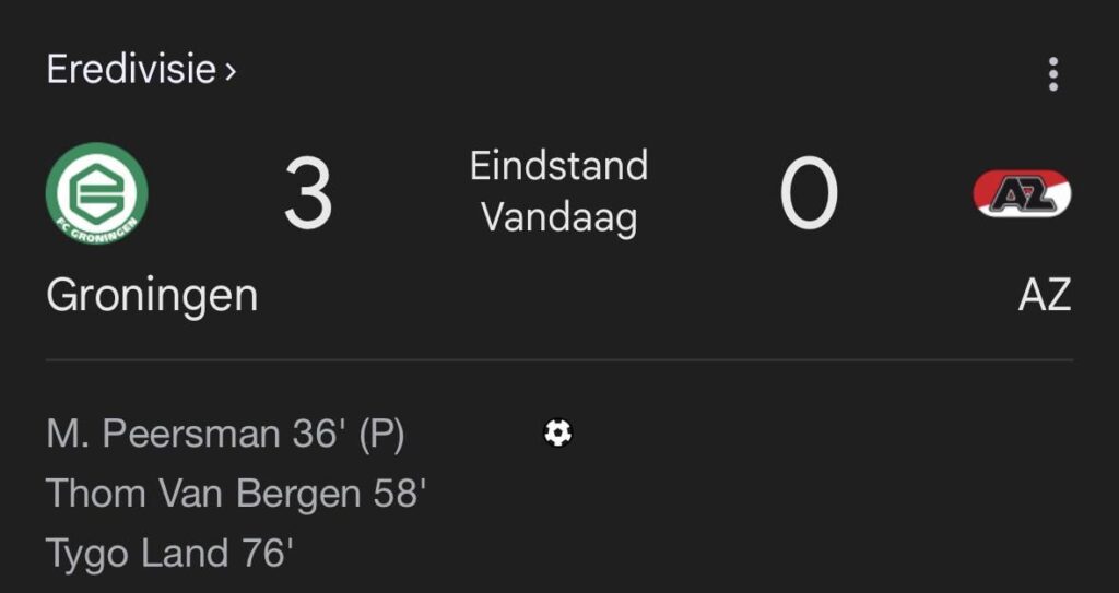 Van 4-0 winnen tegen Praag naar een 3-0 nederlaag in Groningen.