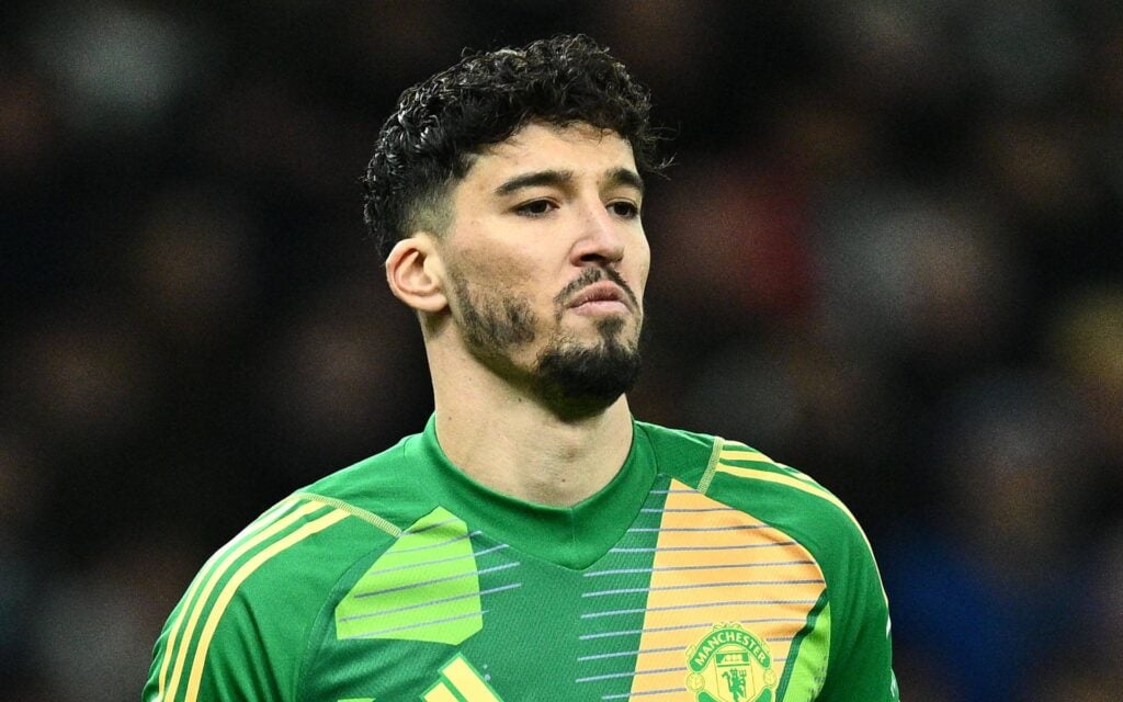 Man United goalkeeper Altay Bayindir watches on