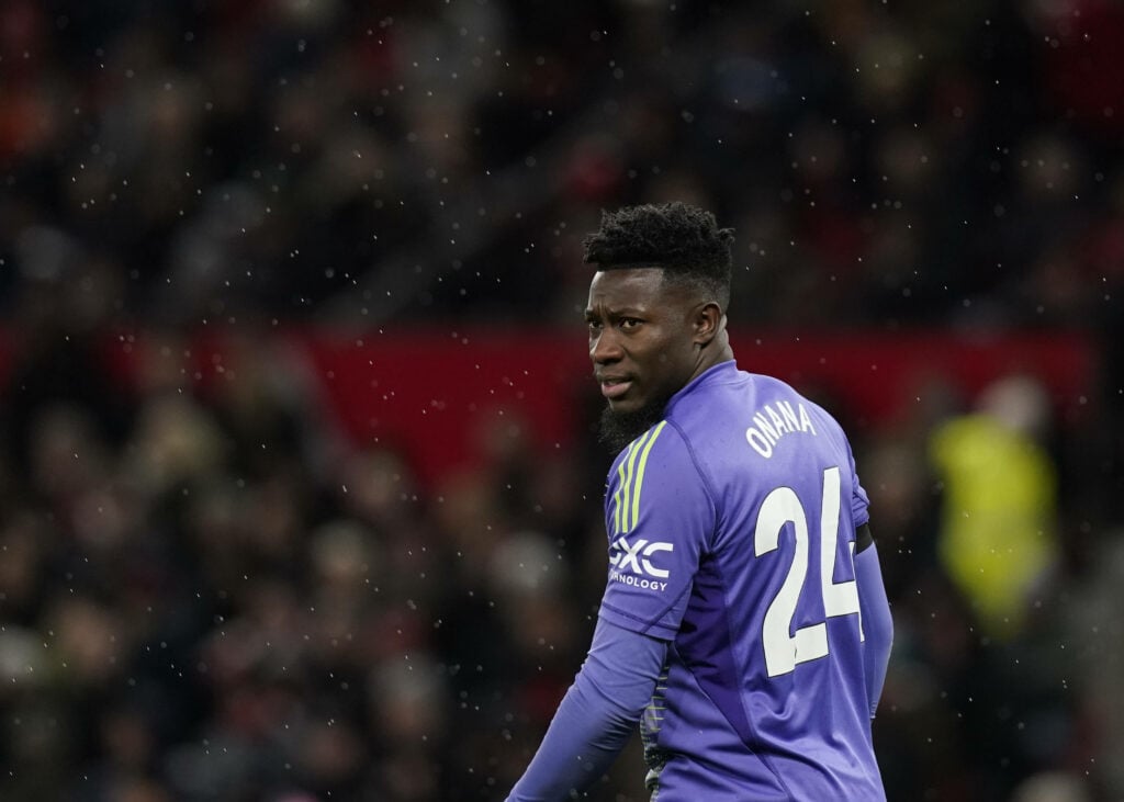 Man United goalkeeper Andre Onana during a game at Old Trafford