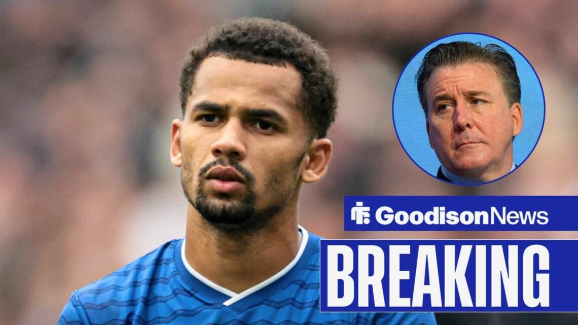 Everton forward Iliman Ndiaye as main image with Dan Friedkin in circular inset on the right