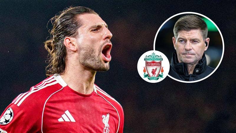 Steven Gerrard tells FSG to ‘keep’ £60m star and ‘build team around’ FIVE players as Arne Slot feels sack ‘pressure’ Liverpool midfielder Dominik Szoboszlai, Liverpool badge and Steven Gerrard - copyright F365