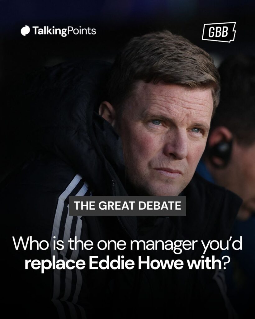 A graphic asking Newcastle United fans about the manager they want to replace Eddie Howe with.