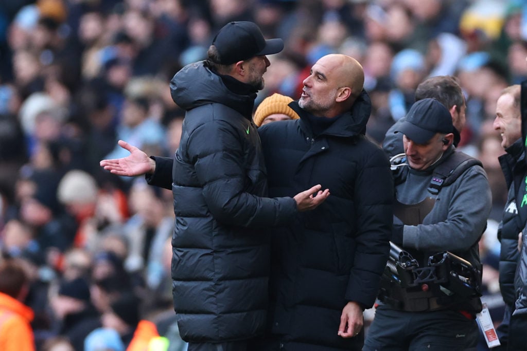 Pep Guardiola and Jurgen Klopp vs Man City