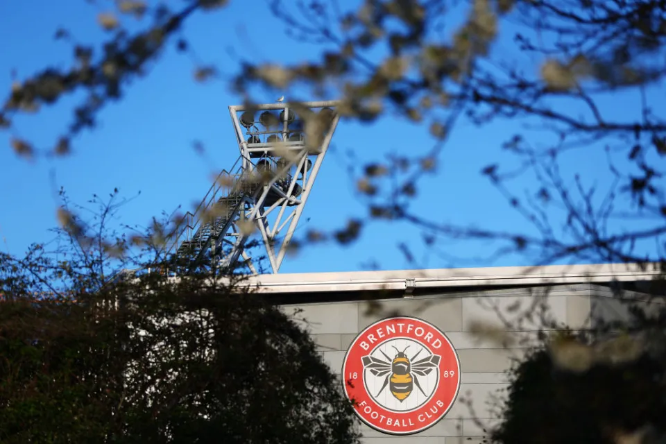 General view outside the stadium prior to the Premier League match between Brentford FC and Manchester United at Gtech Community Stadium on March 30, 2024 in Brentford