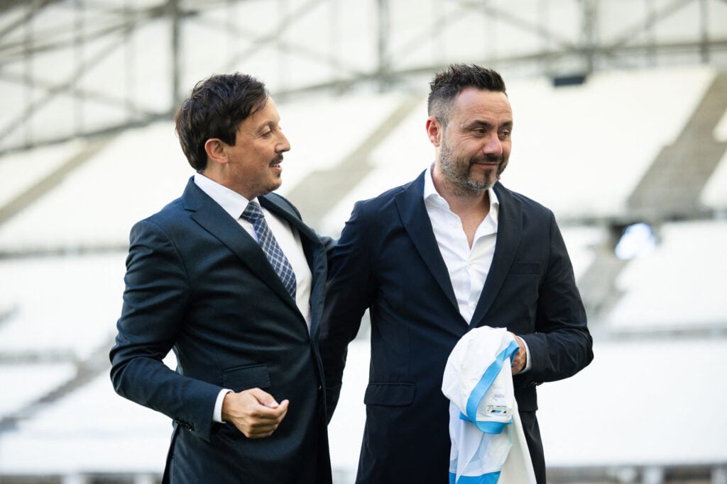 Marseille's President Pablo Longoria with Roberto De Zerbi