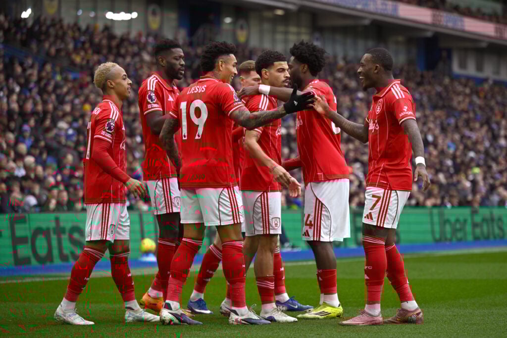 Nottingham Forest celebrate scoring against Brighton