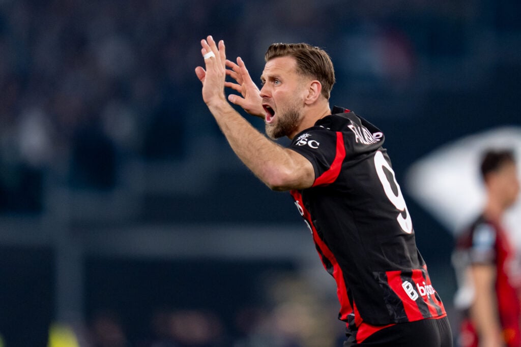 Niclas Fullkrug reacts during AC Milan's Serie A game against Lazio.