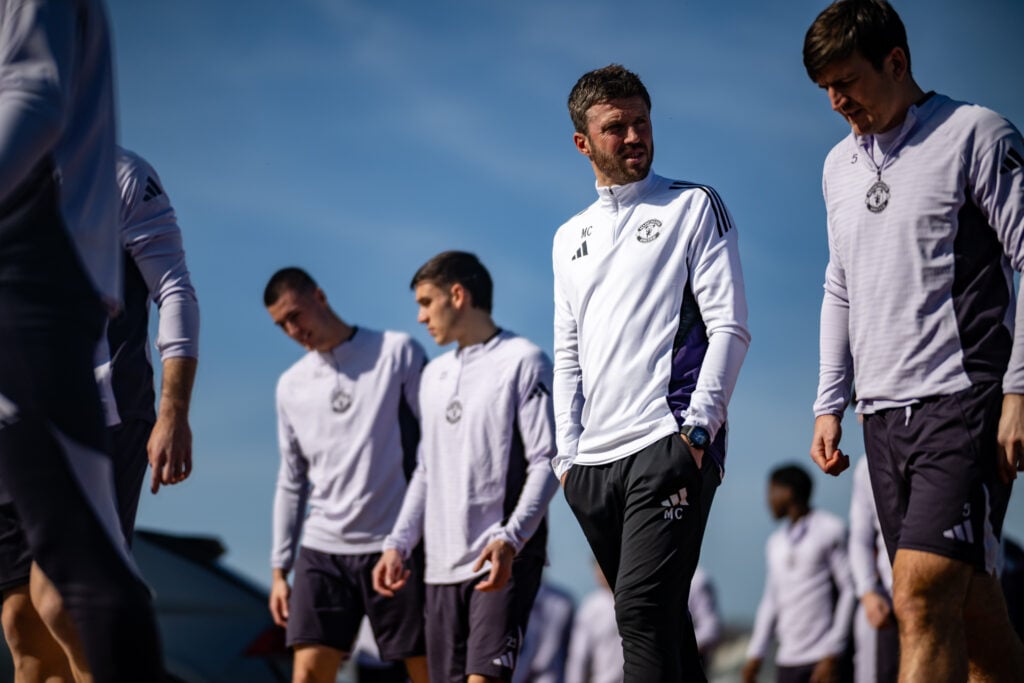 Michael Carrick training Manchester United at Carrington