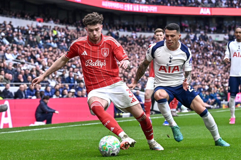 Neco Williams in action for Nottingham Forest against Tottenham