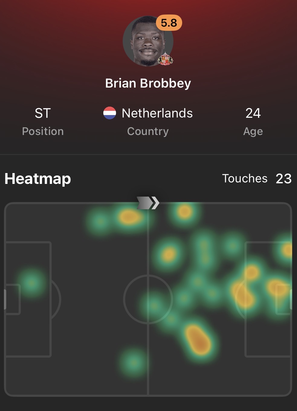 Brian Brobbey Touchmap v Brighton