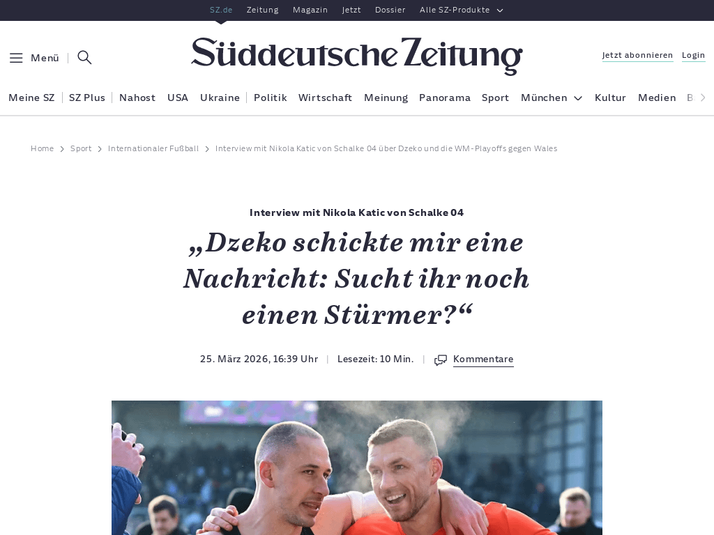 Interview mit Nikola Katic von Schalke 04: „Dzeko schickte mir eine Nachricht: Sucht ihr noch einen Stürmer?“ [Süddeutsche Zeitung]