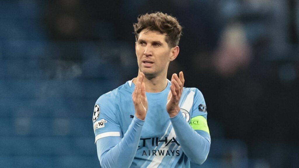 John Stones applauding at Man City