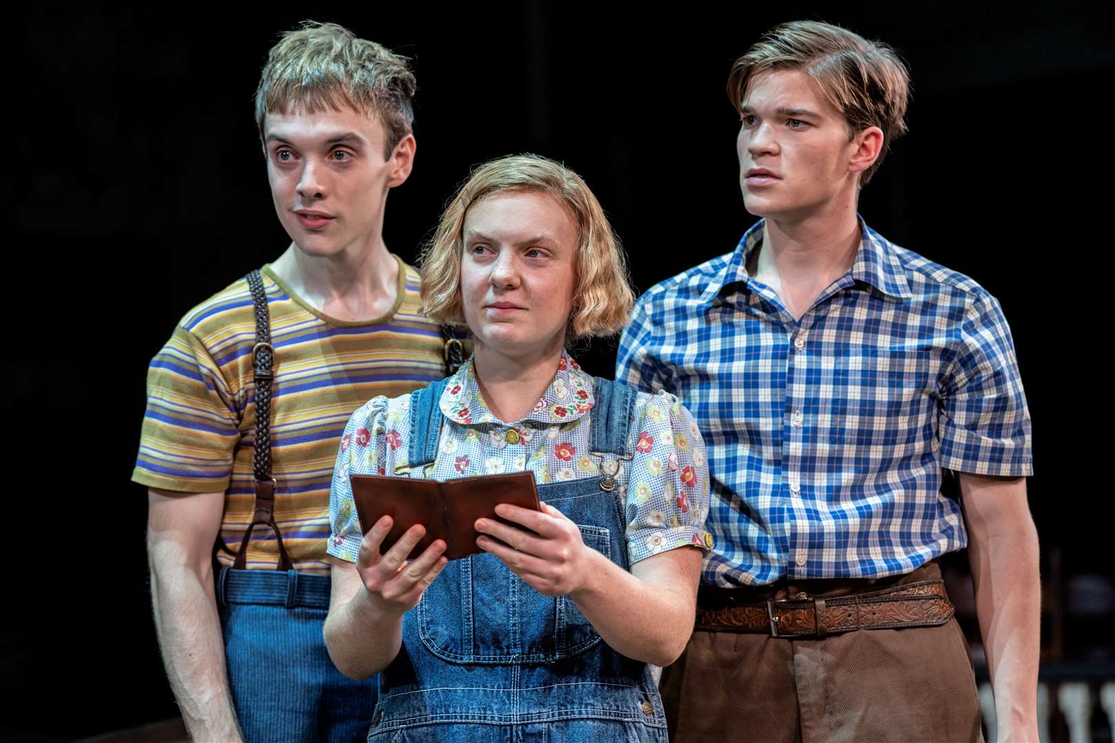 Dylan Malyn as Dill Harris, Anna Munden as Scout Finch and Gabrield Scott as Jem Finch in To Kill A Mockingbird. Photo: Johan Persson
