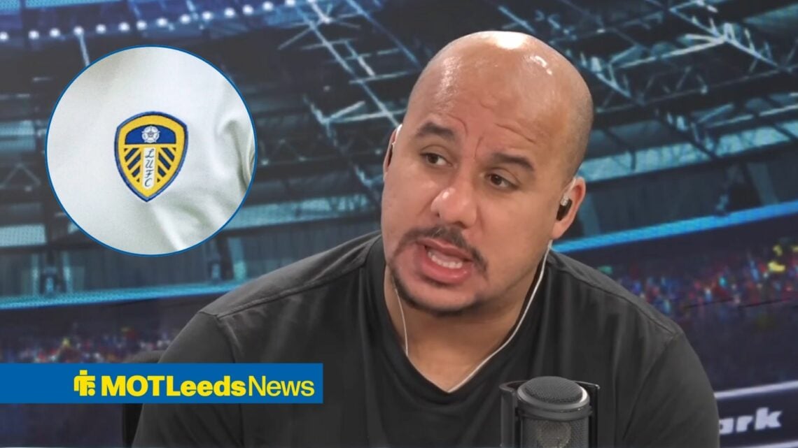 Gabby Agbonlahor and Leeds United badge in circular inset