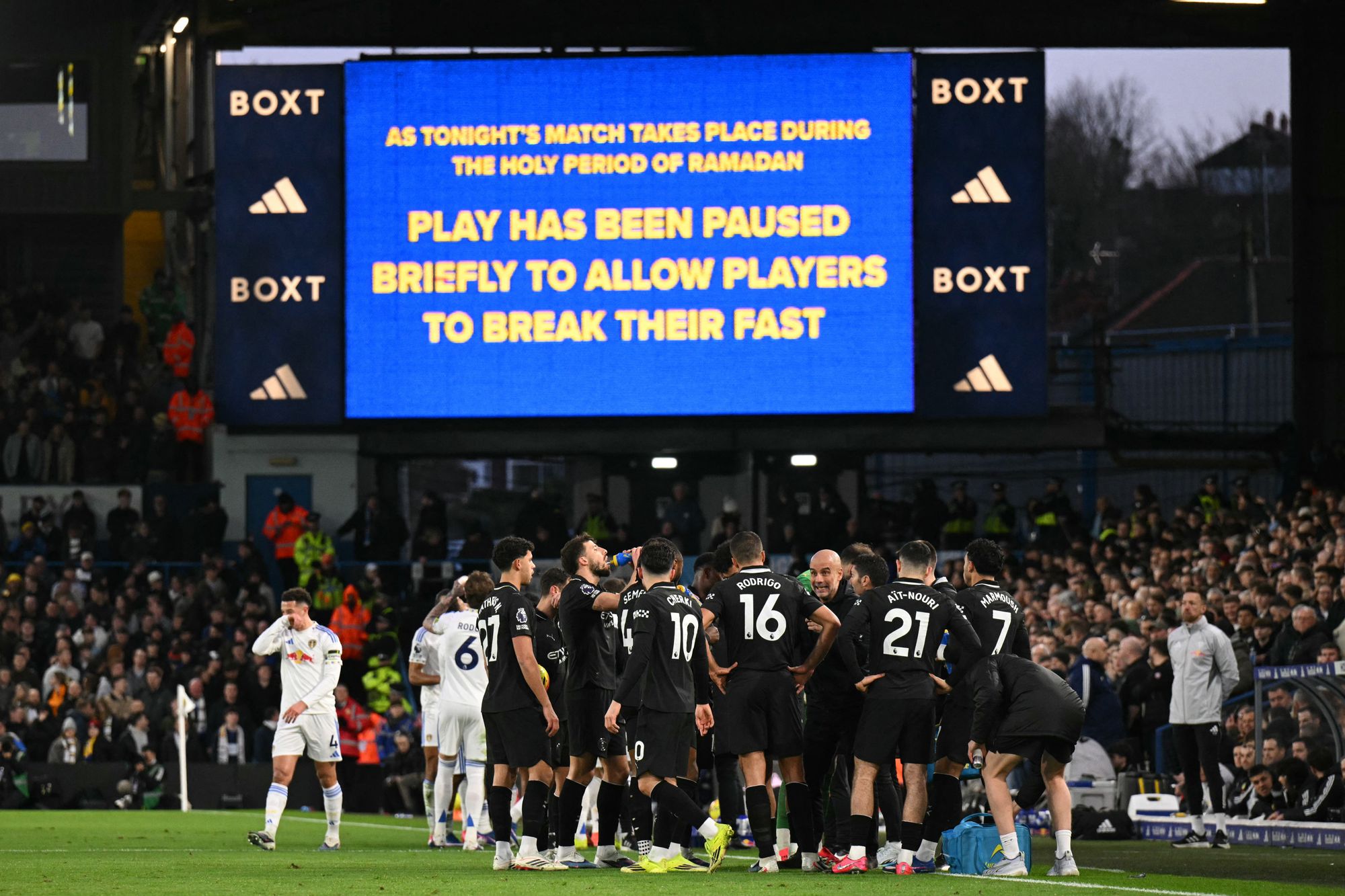 Sections of the crowd at Elland Road appeared to boo the pause for players to break their fast