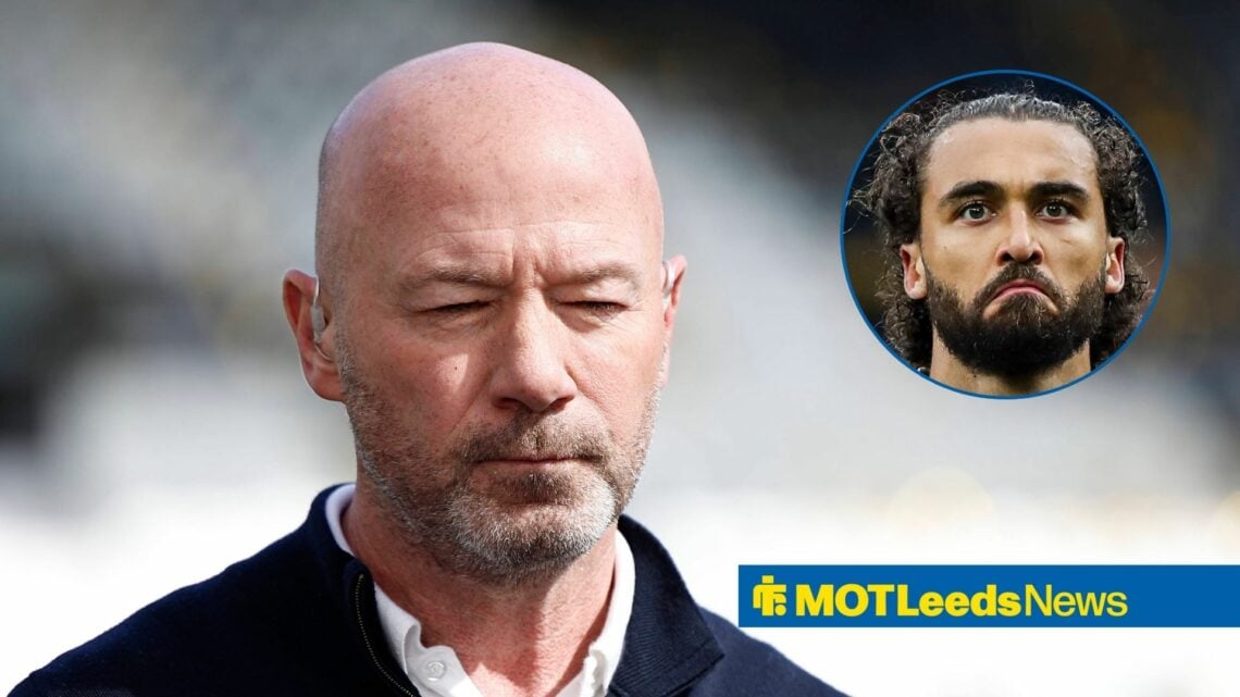 Alan Shearer and Leeds United striker Dominic Calvert-Lewin in circular inset