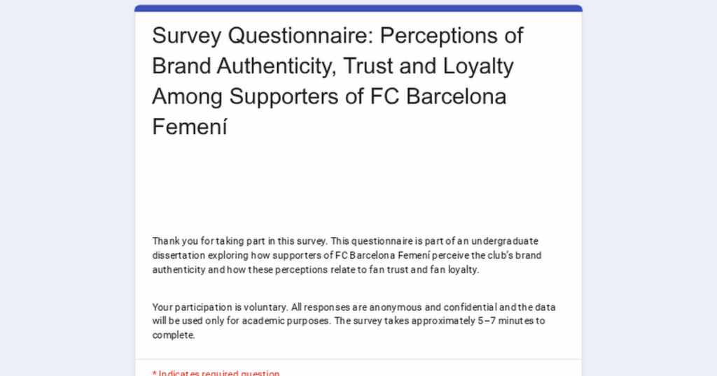 Academic survey: FC Barcelona Femení fans (5 minutes)