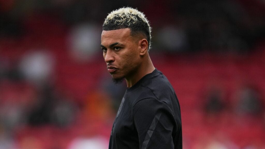 Morgan Rogers warming up for Aston Villa.