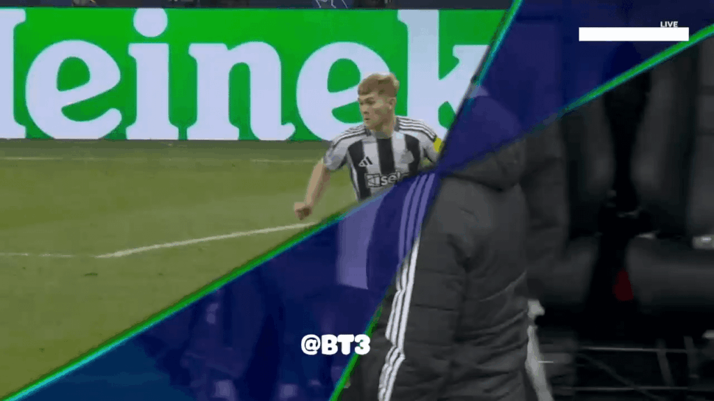 Lamine Yamal foul on Lewis Hall. No Yellow Card given, which would've suspended him for the 2nd leg.