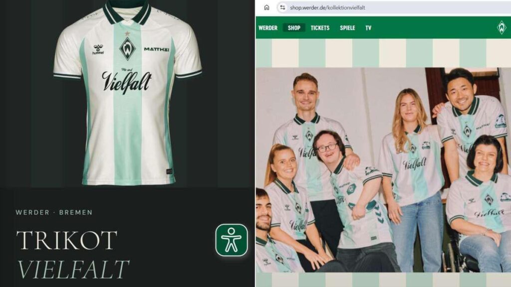 Zum Anlass des 10. Inklusionsspieltags bringt Werder Bremen ihr diesjähriges Sondertrikot mit Blindenschrift-Akzenten