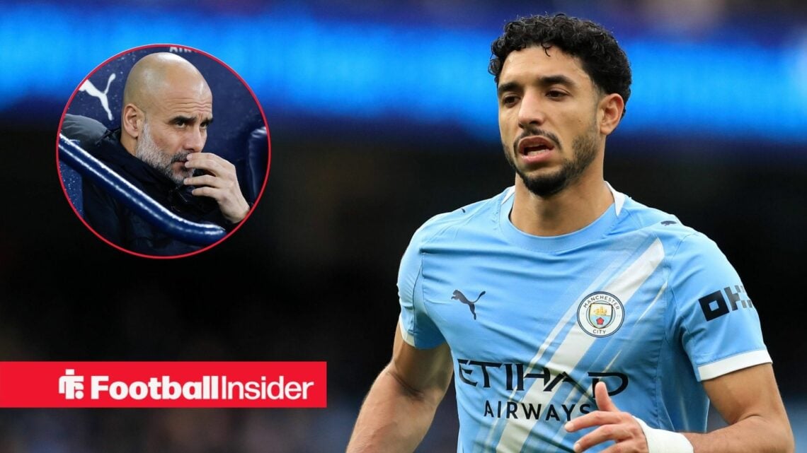 Manchester City versus Salford City, Omar Marmoush of Manchester City / Pep Guardiola manager of Manchester City ahead of the Manchester City vs Ne...