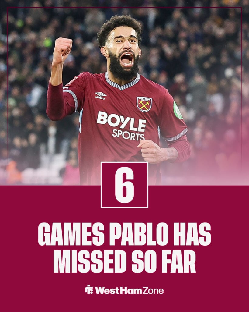 Pablo of West Ham United celebrates during the West Ham United v Queens Park Rangers Emirates FA Cup Third Round match.