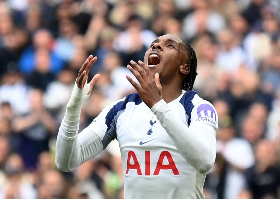 Soccer Football - Premier League - Tottenham Hotspur v Nottingham Forest - Tottenham Hotspur Stadium, London, Britain - March 22, 2026 Tottenham Hotspur's Mathys Tel reacts REUTERS/Jaimi Joy EDITORIAL USE ONLY. NO USE WITH UNAUTHORIZED AUDIO, VIDEO, DATA, FIXTURE LISTS, CLUB/LEAGUE LOGOS OR 'LIVE' SERVICES. ONLINE IN-MATCH USE LIMITED TO 120 IMAGES, NO VIDEO EMULATION. NO USE IN BETTING, GAMES OR SINGLE CLUB/LEAGUE/PLAYER PUBLICATIONS. PLEASE CONTACT YOUR ACCOUNT REPRESENTATIVE FOR FURTHER DETAILS..