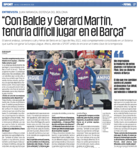 Barcelona newspaper Sport have asked Juan Miranda about snubbing Nottingham Forest