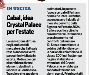 Tuttosport cover Crystal Palace interest