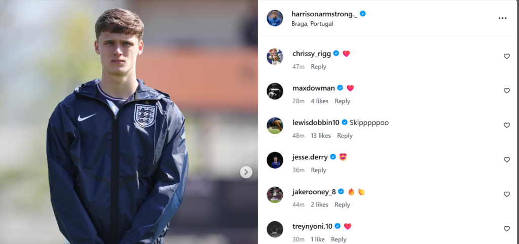 Harrison Armstrong's Instagram post