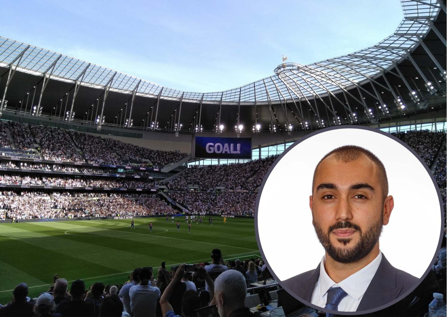 Tottenham Hotspur Stadium and (inset) Ergin Erbil