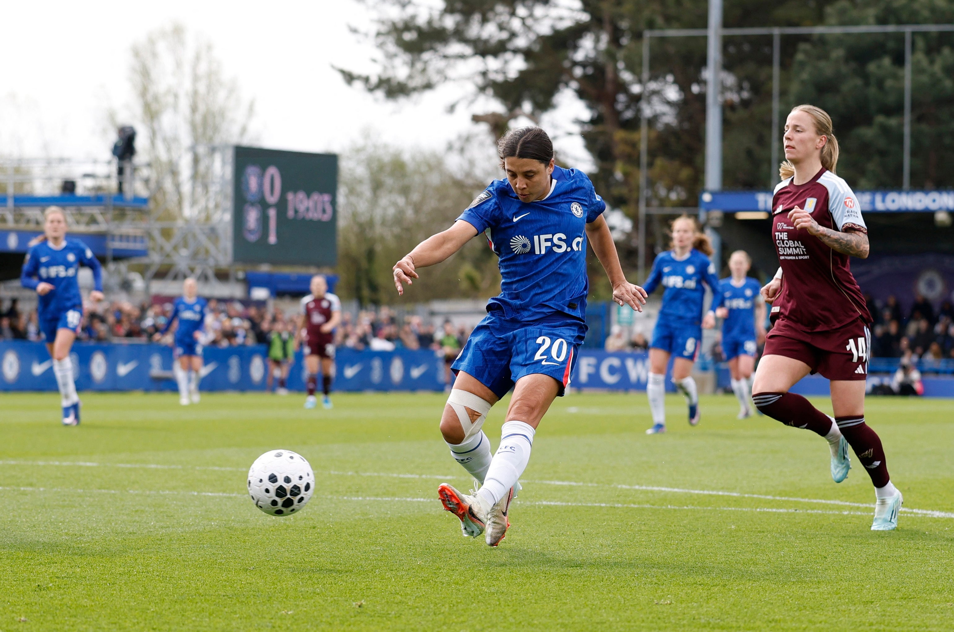 Sam Kerr levelled after Villa opened the scoring